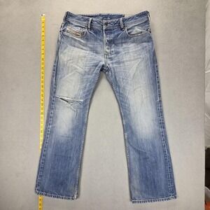 Diesel Jeans Mens 34x30 Blue Zatiny Med Wash Bootcut Button Fly 008XR